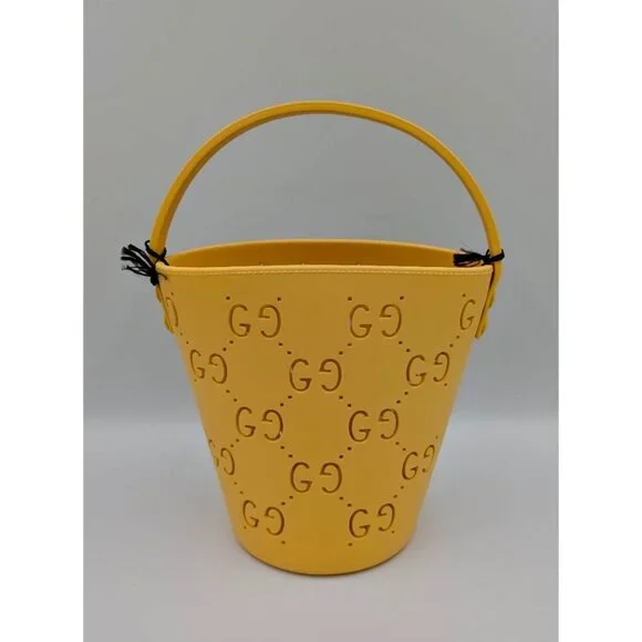 Gucci Kids GG Supreme Perforated Bucket Bag Yellow 723051